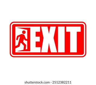 Exit sign evacuation icon. Man exiting door symbol. Exit sign for evacuation direction