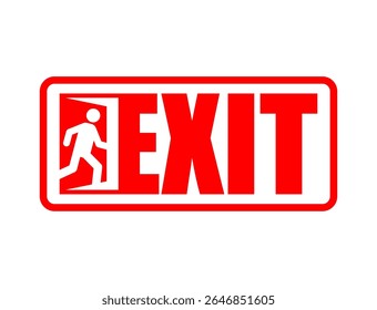 Exit sign evacuation icon. Man exiting door symbol. Exit sign for evacuation direction