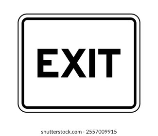 Exit Sign Featuring Rectangular Shape with Rounded Corners and Black Border, Bold Uppercase Letters Indicating Exit Point, Available as a Vector File