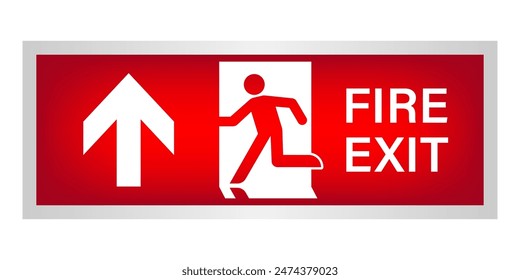 Exit Sign. Fire Exit Sign. Emergency Fire Exit Sign. Vector Illustration Isolated on White Background. 