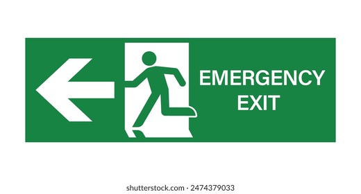 Exit Sign. Fire Exit Sign. Emergency Fire Exit Sign. Vector Illustration Isolated on White Background. 