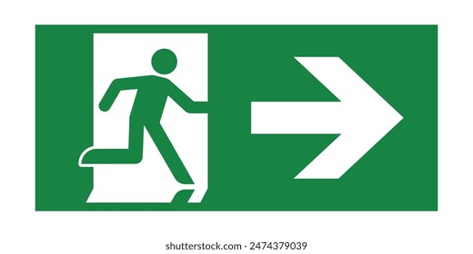 Exit Sign. Fire Exit Sign. Emergency Fire Exit Sign. Vector Illustration Isolated on White Background. 