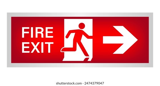 Exit Sign. Fire Exit Sign. Emergency Fire Exit Sign. Vector Illustration Isolated on White Background. 