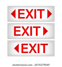 Exit Sign. Fire Exit Sign. Emergency Fire Exit Sign. Vector Illustration Isolated on White Background. 