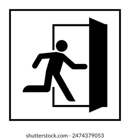 Exit Sign. Fire Exit Sign. Emergency Fire Exit Sign. Vector Illustration Isolated on White Background. 