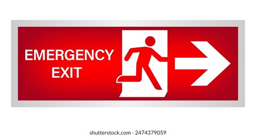 Exit Sign. Fire Exit Sign. Emergency Fire Exit Sign. Vector Illustration Isolated on White Background. 