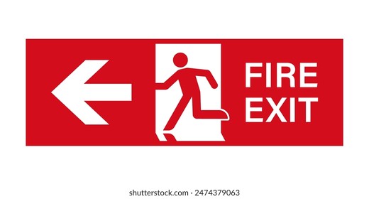 Exit Sign. Fire Exit Sign. Emergency Fire Exit Sign. Vector Illustration Isolated on White Background. 