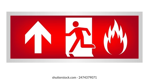 Exit Sign. Fire Exit Sign. Emergency Fire Exit Sign. Vector Illustration Isolated on White Background. 