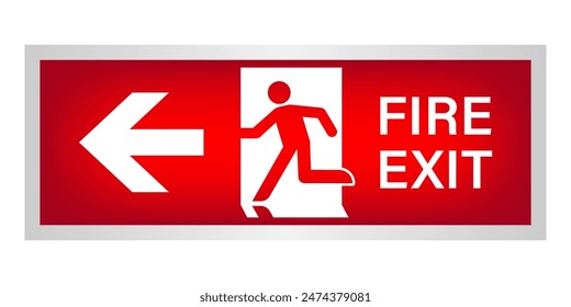 Exit Sign. Fire Exit Sign. Emergency Fire Exit Sign. Vector Illustration Isolated on White Background. 