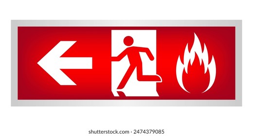 Exit Sign. Fire Exit Sign. Emergency Fire Exit Sign. Vector Illustration Isolated on White Background. 