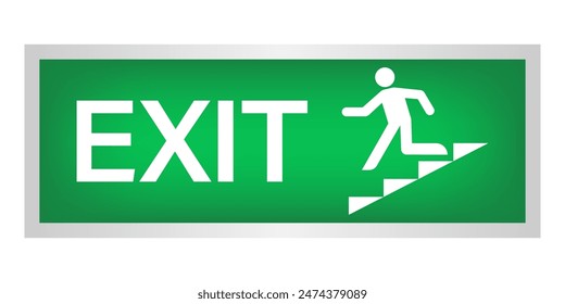 Exit Sign. Fire Exit Sign. Emergency Fire Exit Sign. Vector Illustration Isolated on White Background. 