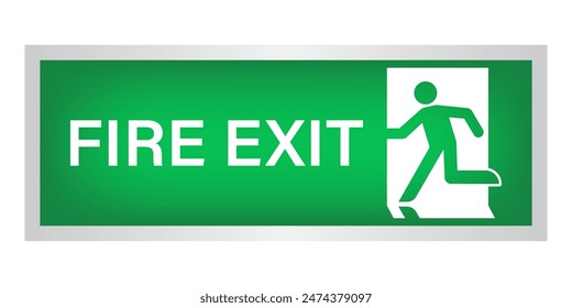 Exit Sign. Fire Exit Sign. Emergency Fire Exit Sign. Vector Illustration Isolated on White Background. 