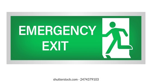 Exit Sign. Fire Exit Sign. Emergency Fire Exit Sign. Vector Illustration Isolated on White Background. 