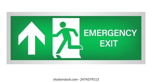 Exit Sign. Fire Exit Sign. Emergency Fire Exit Sign. Vector Illustration Isolated on White Background. 