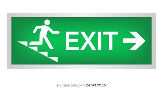 Exit Sign. Fire Exit Sign. Emergency Fire Exit Sign. Vector Illustration Isolated on White Background. 