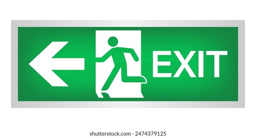Exit Sign. Fire Exit Sign. Emergency Fire Exit Sign. Vector Illustration Isolated on White Background. 