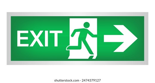 Exit Sign. Fire Exit Sign. Emergency Fire Exit Sign. Vector Illustration Isolated on White Background. 