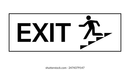 Exit Sign. Fire Exit Sign. Emergency Fire Exit Sign. Vector Illustration Isolated on White Background. 