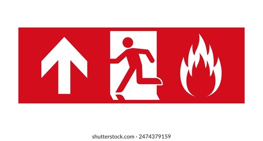 Exit Sign. Fire Exit Sign. Emergency Fire Exit Sign. Vector Illustration Isolated on White Background. 