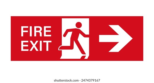 Exit Sign. Fire Exit Sign. Emergency Fire Exit Sign. Vector Illustration Isolated on White Background. 