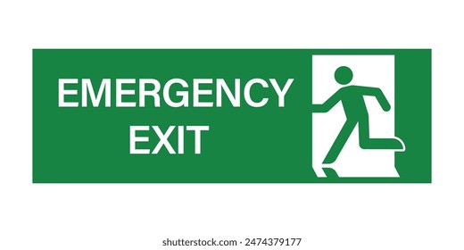 Exit Sign. Fire Exit Sign. Emergency Fire Exit Sign. Vector Illustration Isolated on White Background. 