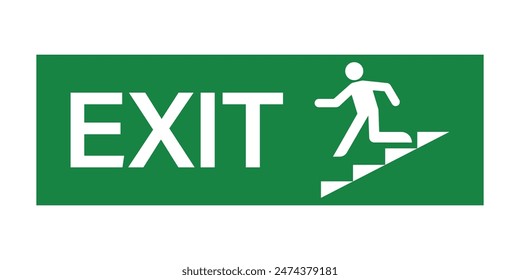 Exit Sign. Fire Exit Sign. Emergency Fire Exit Sign. Vector Illustration Isolated on White Background. 