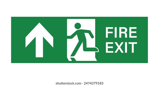 Exit Sign. Fire Exit Sign. Emergency Fire Exit Sign. Vector Illustration Isolated on White Background. 