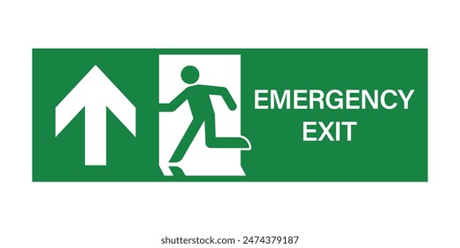 Exit Sign. Fire Exit Sign. Emergency Fire Exit Sign. Vector Illustration Isolated on White Background. 