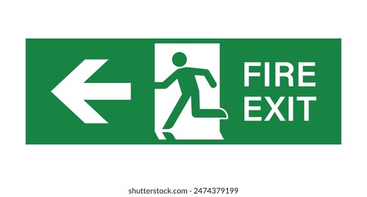 Exit Sign. Fire Exit Sign. Emergency Fire Exit Sign. Vector Illustration Isolated on White Background. 