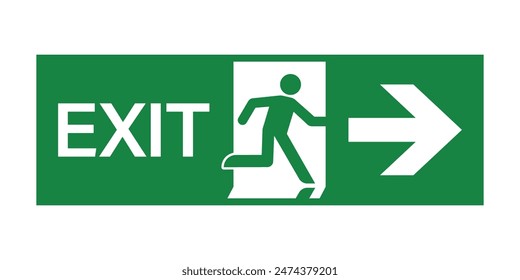 Exit Sign. Fire Exit Sign. Emergency Fire Exit Sign. Vector Illustration Isolated on White Background. 