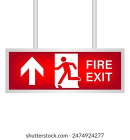 Exit Sign. Fire Exit Sign. Emergency Fire Exit Sign. Vector Illustration Isolated on White Background. 