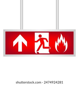 Exit Sign. Fire Exit Sign. Emergency Fire Exit Sign. Vector Illustration Isolated on White Background. 