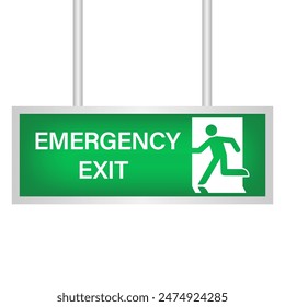 Exit Sign. Fire Exit Sign. Emergency Fire Exit Sign. Vector Illustration Isolated on White Background. 