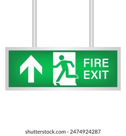 Exit Sign. Fire Exit Sign. Emergency Fire Exit Sign. Vector Illustration Isolated on White Background. 