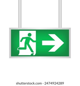 Exit Sign. Fire Exit Sign. Emergency Fire Exit Sign. Vector Illustration Isolated on White Background. 