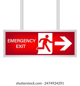 Exit Sign. Fire Exit Sign. Emergency Fire Exit Sign. Vector Illustration Isolated on White Background. 