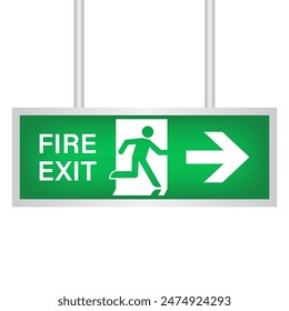 Exit Sign. Fire Exit Sign. Emergency Fire Exit Sign. Vector Illustration Isolated on White Background. 