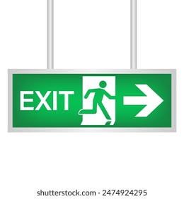 Exit Sign. Fire Exit Sign. Emergency Fire Exit Sign. Vector Illustration Isolated on White Background. 