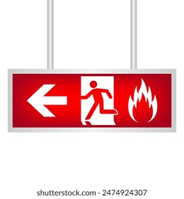 Señal de salida. Señal de salida de incendios. Señal de salida de emergencia. Ilustración vectorial aislada sobre fondo blanco. 