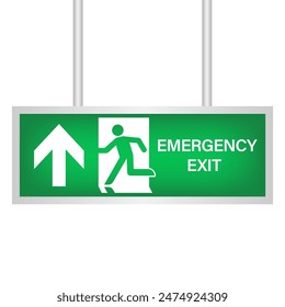 Exit Sign. Fire Exit Sign. Emergency Fire Exit Sign. Vector Illustration Isolated on White Background. 