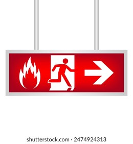 Exit Sign. Fire Exit Sign. Emergency Fire Exit Sign. Vector Illustration Isolated on White Background. 