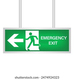 Exit Sign. Fire Exit Sign. Emergency Fire Exit Sign. Vector Illustration Isolated on White Background. 