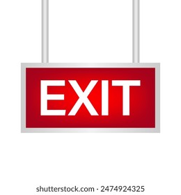 Exit Sign. Fire Exit Sign. Emergency Fire Exit Sign. Vector Illustration Isolated on White Background. 