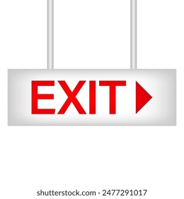 Exit Sign. Fire Exit Sign. Emergency Fire Exit Sign. Vector Illustration Isolated on White Background. 