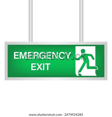 Exit Sign. Fire Exit Sign. Emergency Fire Exit Sign. Vector Illustration Isolated on White Background. 