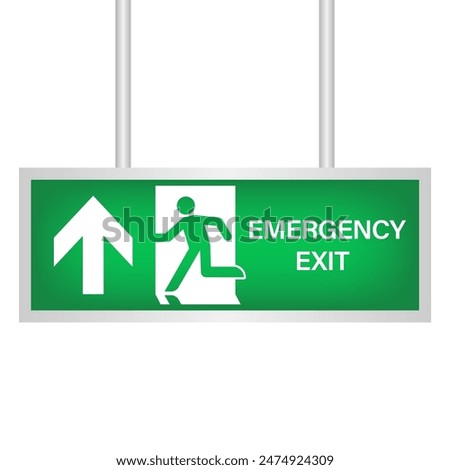 Exit Sign. Fire Exit Sign. Emergency Fire Exit Sign. Vector Illustration Isolated on White Background. 