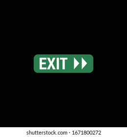 Exit sign green.vector illustration.isolated on black background.