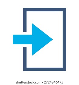 Signo de salida icono azul Vector plano diseño puerta flecha símbolo dejar cierre de sesión salida escape elemento gráfico signo