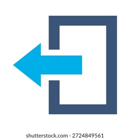 Signo de salida icono azul Vector plano diseño puerta flecha símbolo dejar cierre de sesión salida dirección de escape elemento gráfico signo