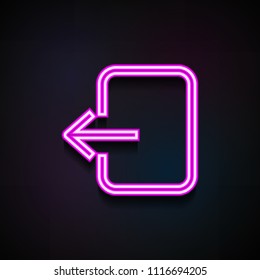 exit sign icon. Element of Minimalistic  icons for mobile concept and web apps. Neon exit sign icon can be used for web and mobile on dark gradient background